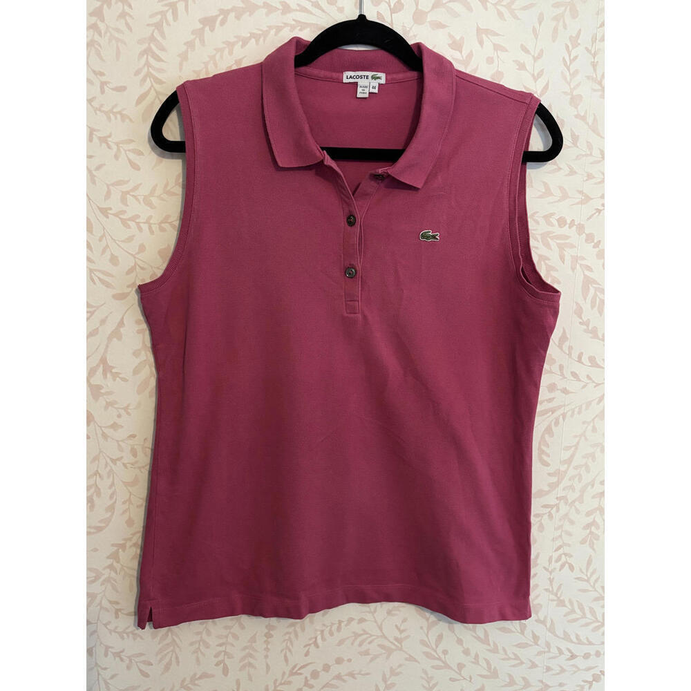 Lacoste Sleeveless Pink Polo Shirt Size 44
